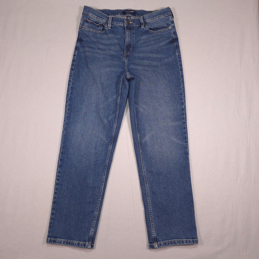 Calvin Klein Women's Size 10 Straight Leg Jeans Medium Wash Stretch Denim